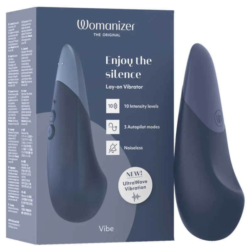 WOMANIZER - VIBE LAY-ON VIBRATEUR SILENCIEUX BLEU FONCÉ