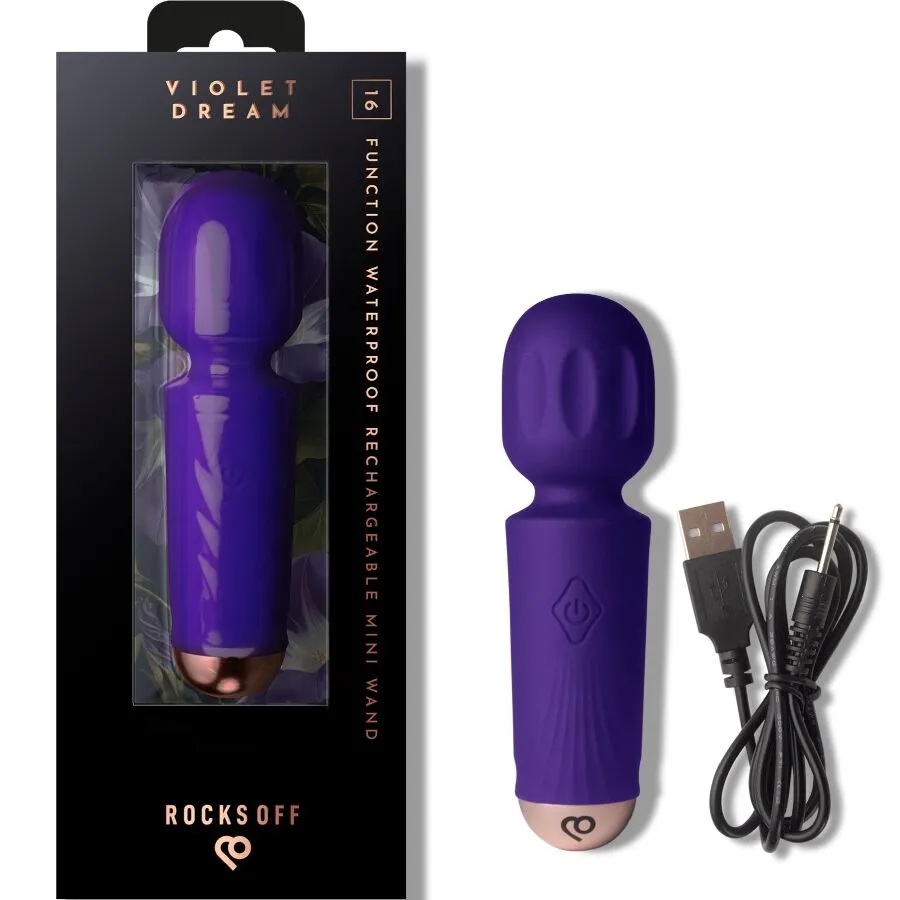 ROCKS-OFF - MINI BAGUETTE RECHARGEABLE 16 FONCTIONS VIOLET DREAM