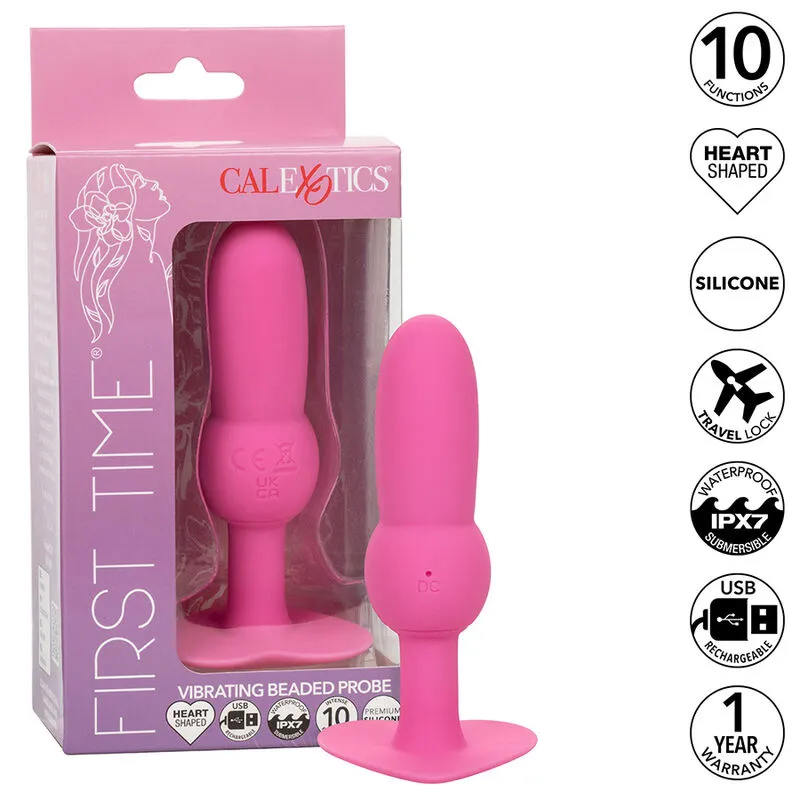 CALEXOTICS - FIRST TIME SONDE ANAL PLUG PERLÉE 10 VIBRATIONS ROSE