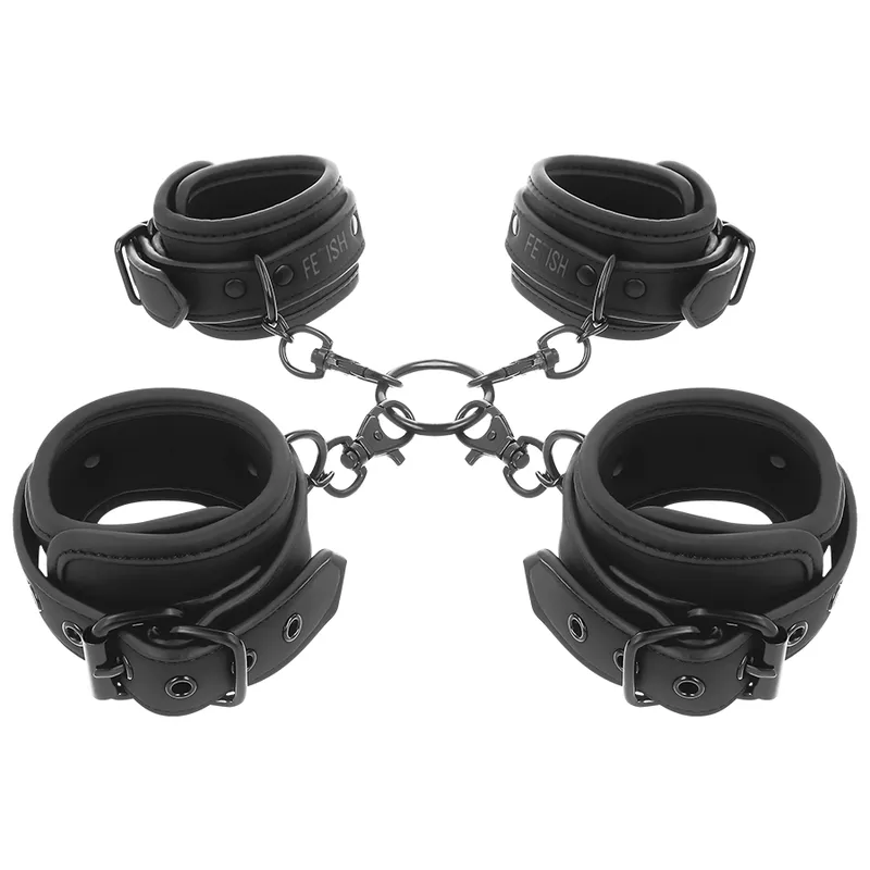 FETISH SUBMISSIVE - ENSEMBLE DE MENOTTES POUR MAINS ET CHEVILLES AVEC DOUBLURE EN NOPRÈNE