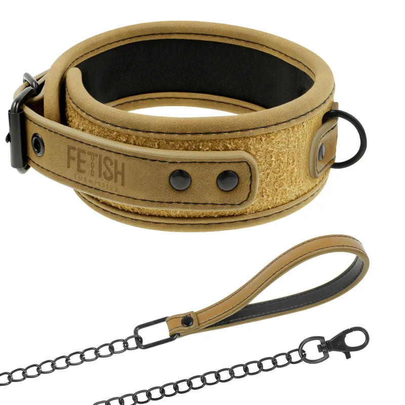 FETISH SUBMISSIVE ORIGIN - COLLIER CHAÎNE DOUBLÉE DE NÉOPRÈNE