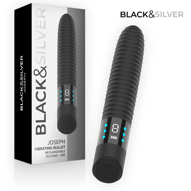 BLACK &amp; SILVER - VIBRATEUR USB RECHARGEABLE JOSEPH AVEC AFFICHAGE LED