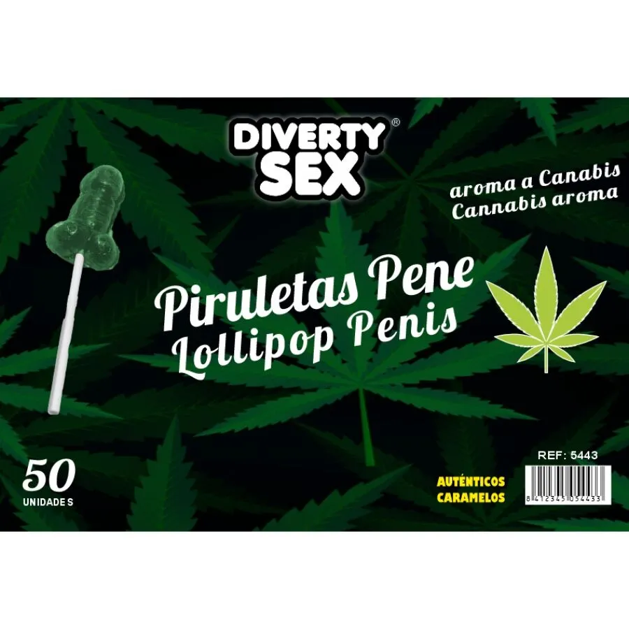 DIABLO GOLOSO - 50 SUCETTES PÉNIS ARÔME CANNABIS