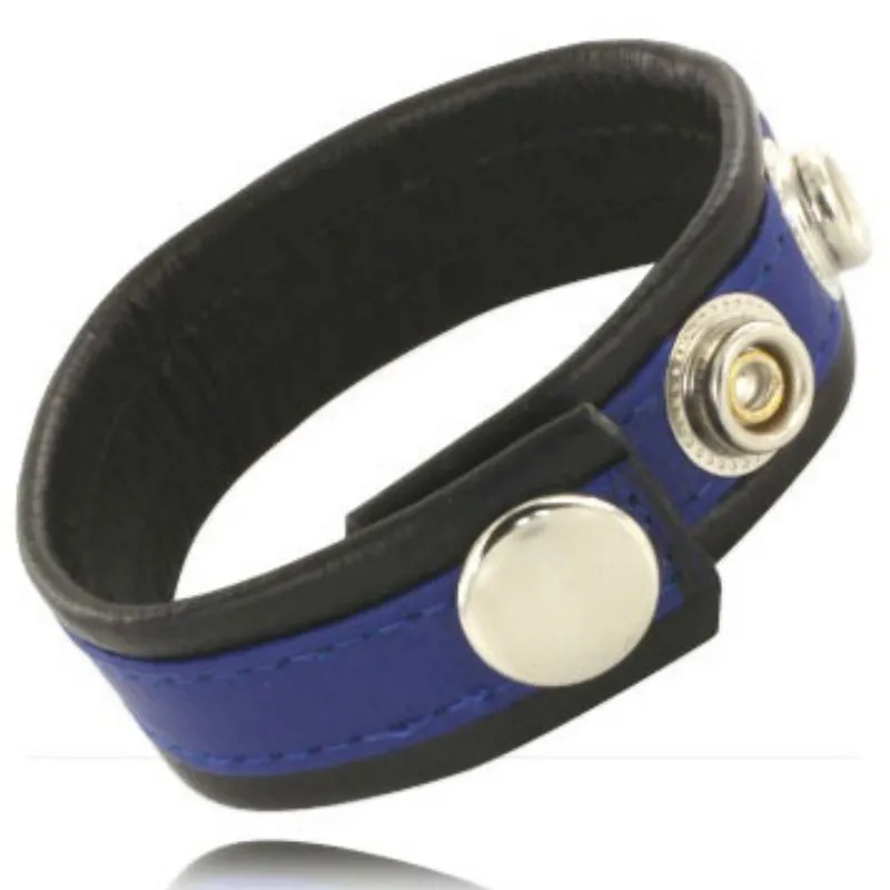 LEATHER BODY - SANGLE EN CUIR RÉGLABLE POUR PÉNIS BLEU-NOIR