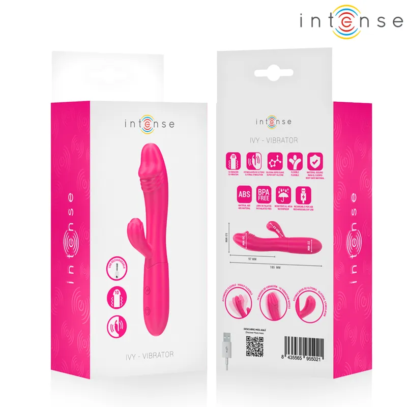 INTENSE - IVY VIBRATEUR FLEXIBLE 10 VIBRATIONS AVEC LANGUE STIMULANTE ROSE