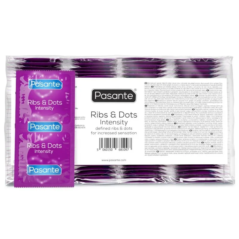 PASANTE - PRÉSERVATIFS INTENSITÉ RIBS & DOTS 144 UNITÉS