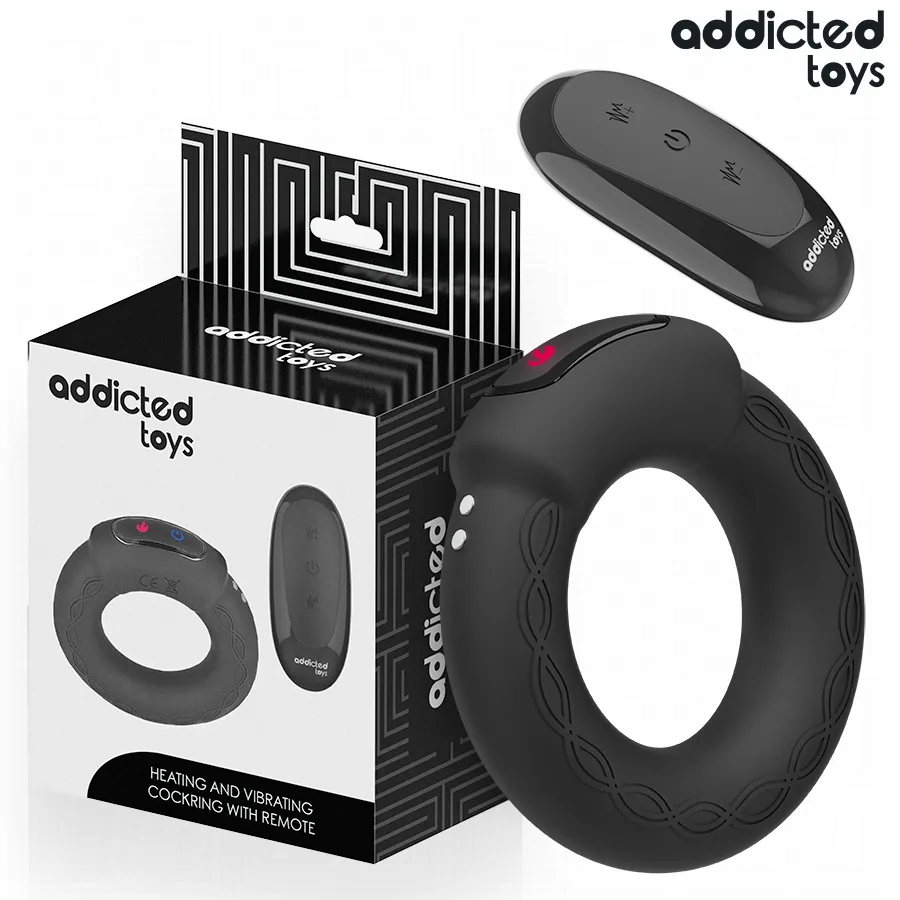 ADDICTED TOYS - ANNEAU PÉNITENTIAIRE VIBRANT À EFFET CHAUFFANT AVEC TÉLÉCOMMANDE