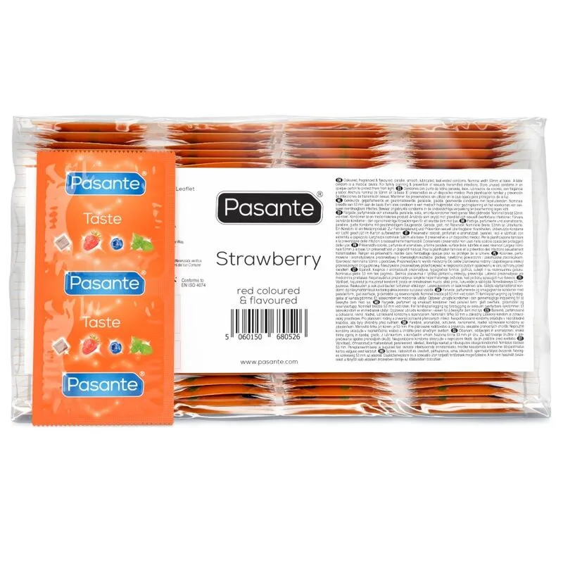 PASANTE - PRÉSERVATIFS SAVEUR FRAISE SAC 144 UNITÉS