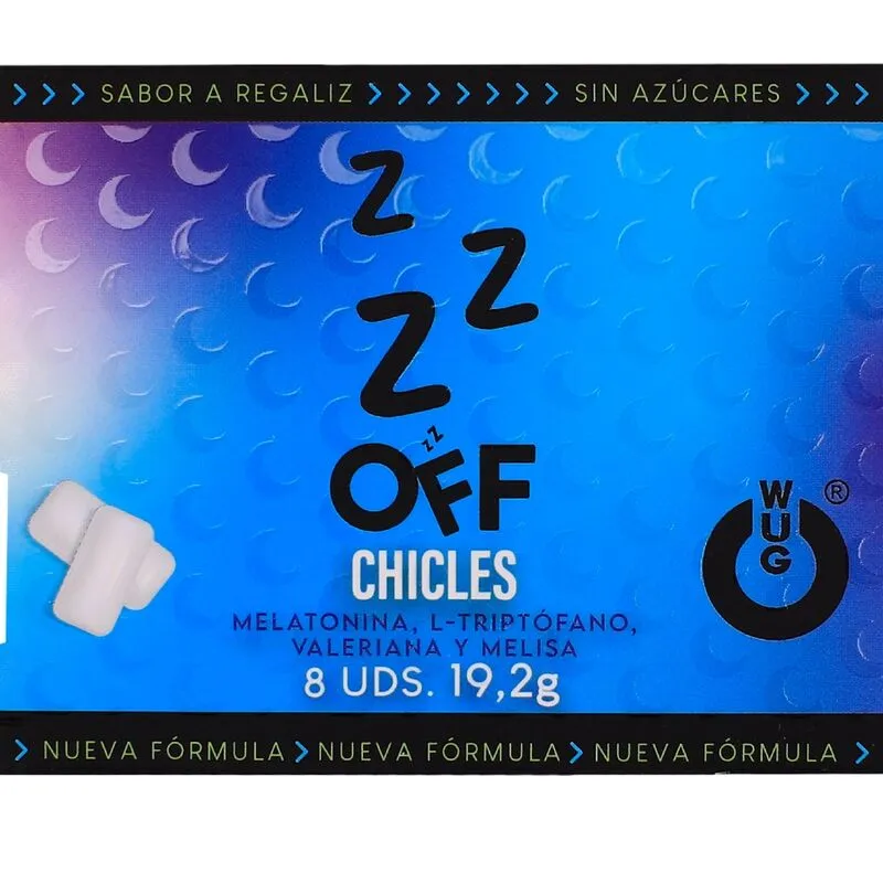 WUG Off – Le chewing-gum fonctionnel qui vous aide à vous détendre et à mieux dormir. Plaquette de 8 paquets
