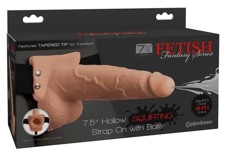FETISH FANTASY SERIES - HARNAIS RÉGLABLE PÉNIS RÉALISTE AVEC BALLES ÉJACULANTES 19 CM