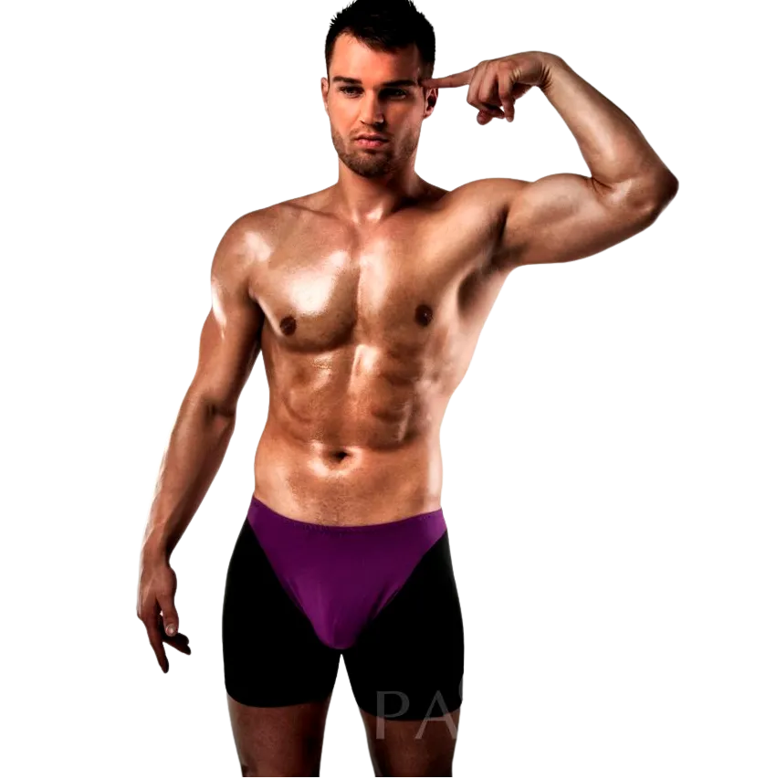 PASSION - BOXER 009 LINGERIE EROTIQUE LILAS/NOIR S/M