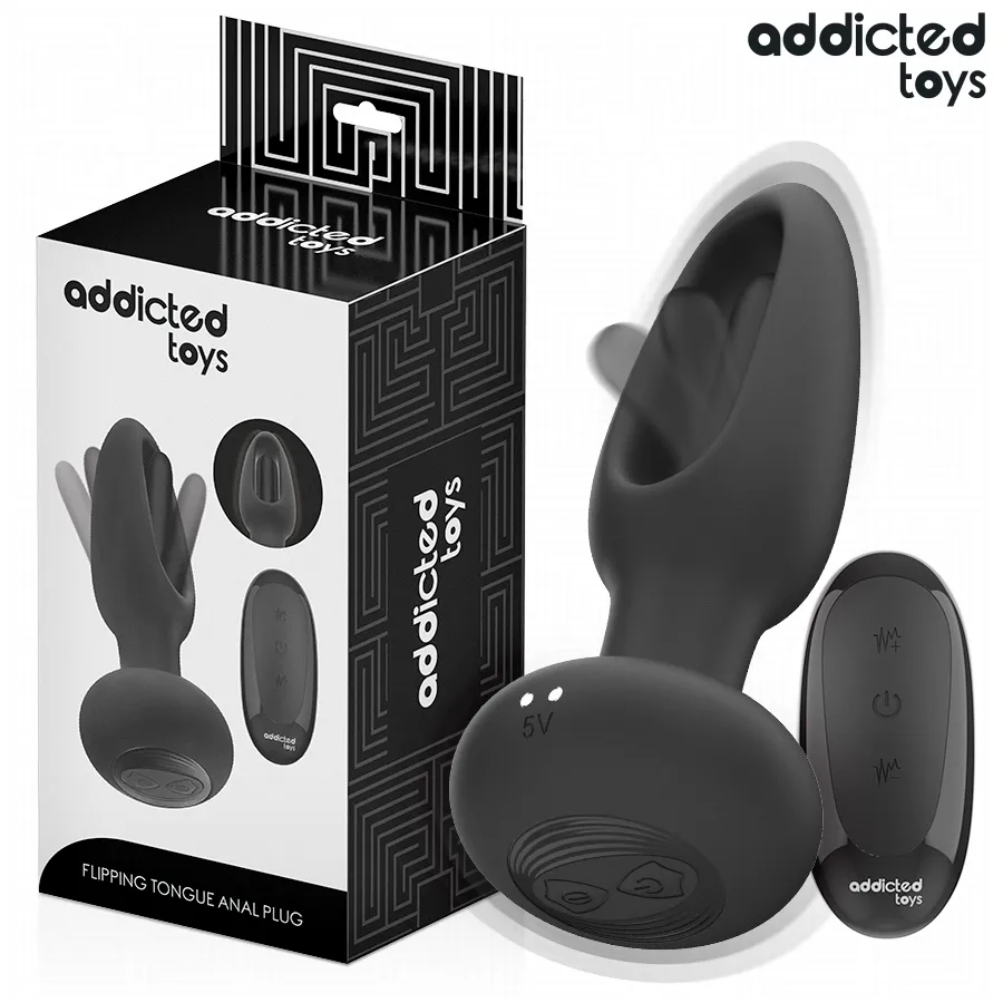ADDICTED TOYS - PLUG ANAL AVEC LANGUE VIBRANTE ET TÉLÉCOMMANDE