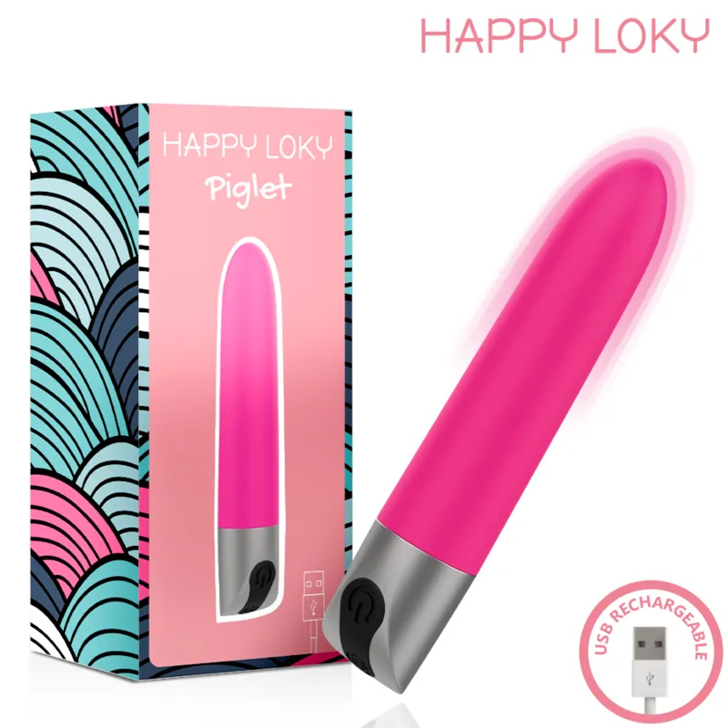 HAPPY LOKY - MINI VIBRATEUR RECHARGEABLE USB ROSE EN FORME DE PIGLET