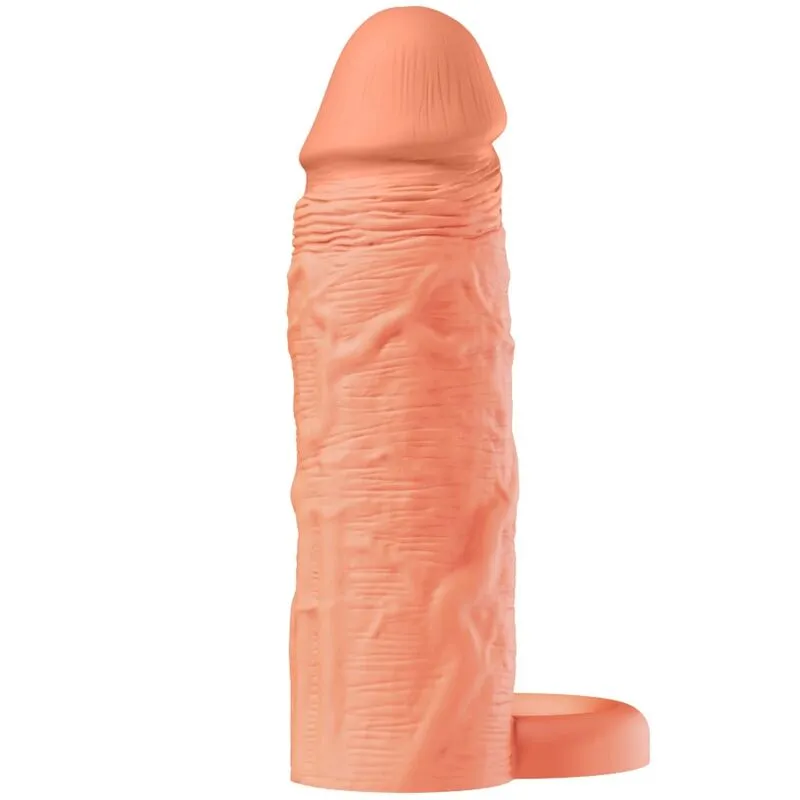 HIDDEN DESIRE - MANCHON D'EXTENSION EN SILICONE LIQUIDE INFERNO AVEC ANNEAU 18 CM Ø 4,5 CM - TEINTE COULEUR DE PEAU