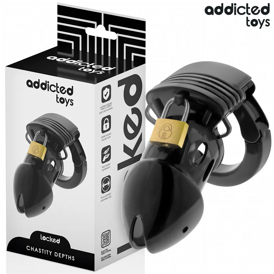 ADDICTED TOYS LOCKED - CAGE À PÉNIS CHASTETÉ PROFONDEUR 7,5 CM