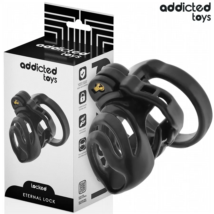 ADDICTED TOYS LOCKED - CAGE À PÉNIS À VERROUILLAGE ÉTERNEL 9 CM