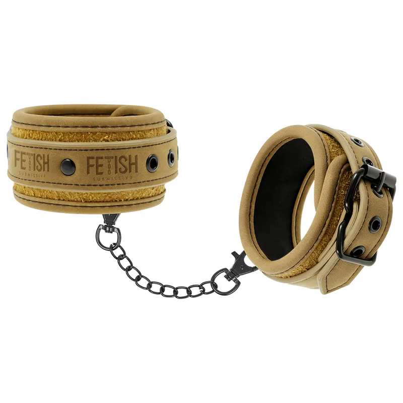 FETISH SUBMISSIVE ORIGEN - MENOTTES DE CHEVILLE EN CUIR VÉGÉTALIEN AVEC DOUBLURE EN NÉOPRÈNE