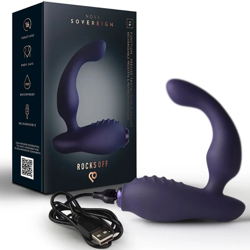 ROCKS-OFF - MINI BAGUETTE RECHARGEABLE 16 FONCTIONS ROSE PIVOINE
