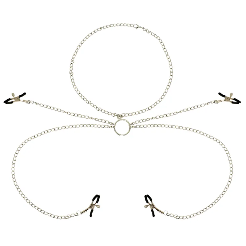 OHMAMA FETISH 4 PINCES À TÉTONS AVEC COLLIER CHAÎNE