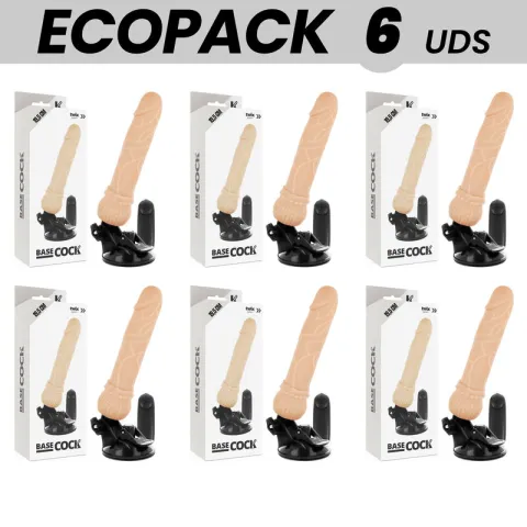 ECOPACK 6 UNITÉS - BASECOCK VIBRATEUR RÉALISTE TÉLÉCOMMANDE NATUREL 19.5 CM -O- 4 CM