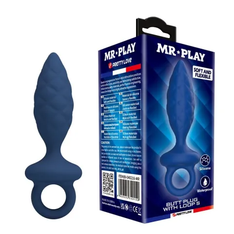 MR PLAY - PLUG ANAL TEXTURÉ AVEC ANNEAU BLEU S