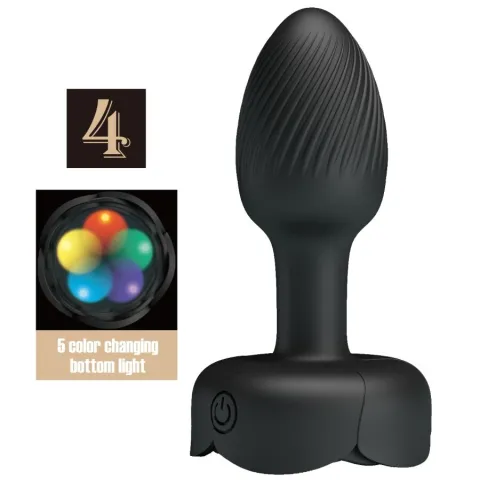 PRETTY LOVE - PLUG ANAL OLMAN AVEC LUMIÈRE LED NOIR 8,8 CM