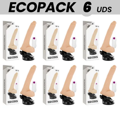 ECOPACK 6 UNITÉS - BASECOCK VIBRATEUR NATUREL RÉALISTE TÉLÉCOMMANDE 19 CM -O- 4 CM