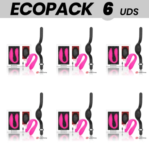 ECOPACK 6 UNITÉS - WEARWATCH DOUBLE VIBRATEUR TECHNOLOGIE WATCHME FUCHSIA/AZABACHE