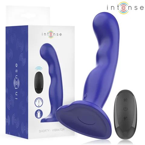 INTENSE - SHORTY VIBRATEUR AVEC VENTOUSE TÉLÉCOMMANDE BLEUE