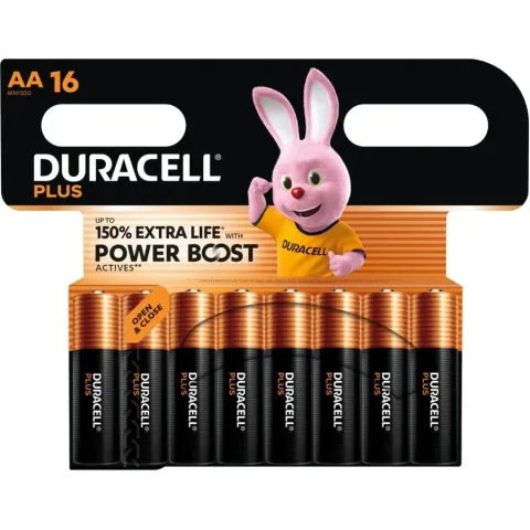 DURACELL - PLUS POWER BOOST PILES ALCALINES AA LR6 SOUS BLISTER X 16
