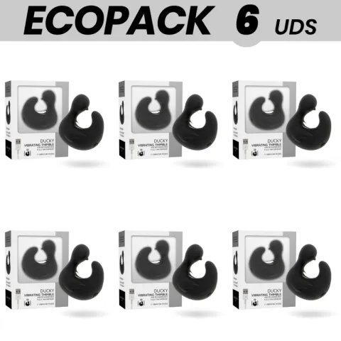 ECOPACK 6 UNITÉS - DÉ COUTEAU DE CANARD STIMULANT EN SILICONE RECHARGEABLE DUCKYMANIA NOIR&SILVER