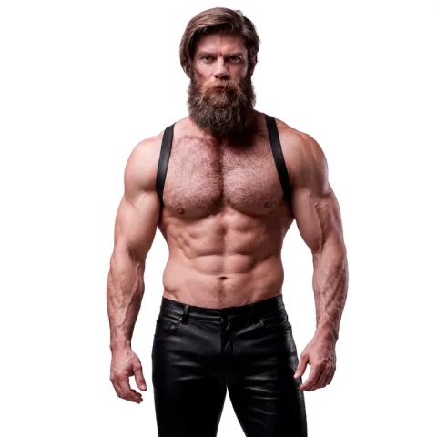 FETISH SUBMISSIVE ATTITUDE - HARNAIS DOS EN ÉCO-CUIR POUR HOMMES