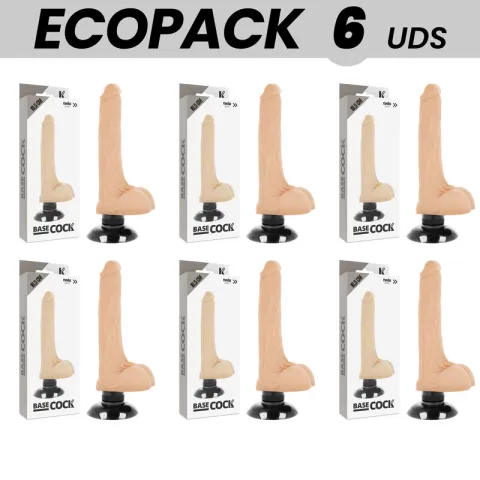 ECOPACK 6 UNITÉS - BASECOCK VIBRATEUR RÉALISTE 2-1 NATUREL 18.5 CM -O- 4 CM