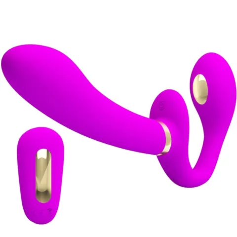 PRETTY LOVE - THUNDERBIRD DOUBLE VIBRATEUR STRAP-ON TÉLÉCOMMANDE VIOLET