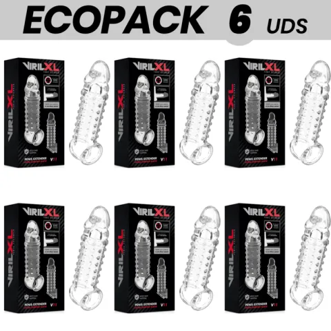 ECOPACK 6 UNITÉS - EXTENSION DE PÉNIS VIRILXL ET GAINE V11 TRANSPARENTE