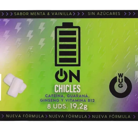WUG On – Énergie instantanée en chewing-gum, blister de 8 unités