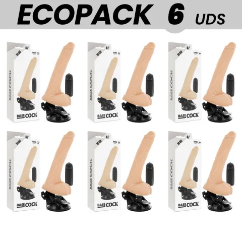 ECOPACK 6 UNITÉS - BASECOCK VIBRATEUR NATUREL RÉALISTE TÉLÉCOMMANDE AVEC TESTICULES 20 CM -O- 4 CM
