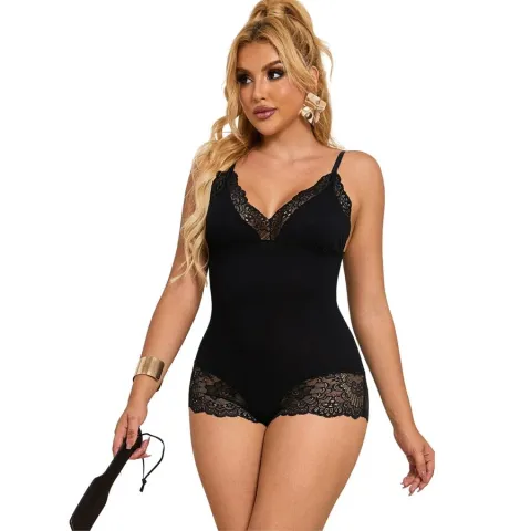 SUBBLIME - TEDDY DÉTAIL DENTELLE FLORALE NOIR L/XL
