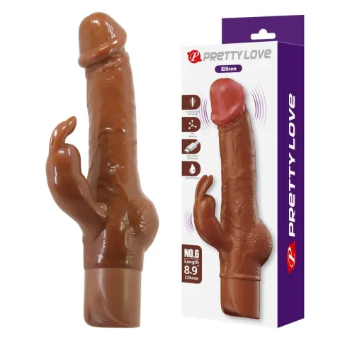 PRETTY LOVE - ELLISON VIBRATEUR LAPIN RÉALISTE 22,6 CM Ø 4,2 CM MARRON