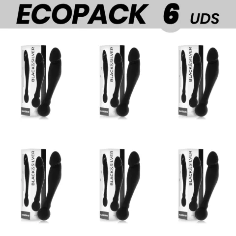 ECOPACK 6 UNITÉS - GODE STIMULANT KARL G-POINT NOIR&SILVER 18 CM