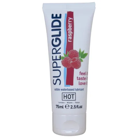 HOT - SUPERGLIDE LUBRIFIANT COMESTIBLE À BASE D'EAU FRAMBOISE 75 ML