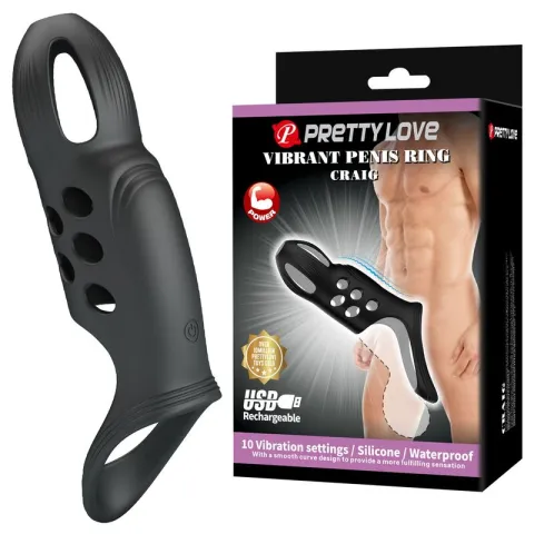 PRETTY LOVE - CRAIG ANNEAU PÉNIS VIBRANT RECHARGEABLE NOIR