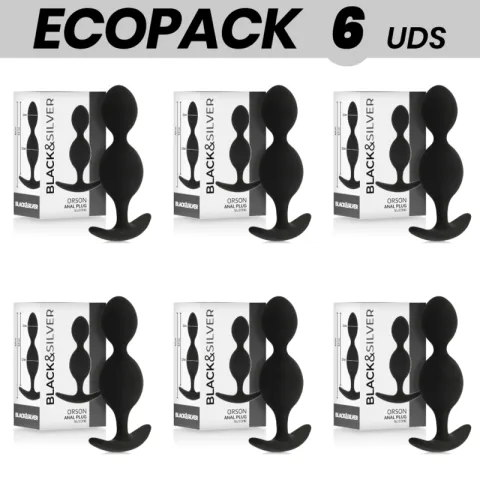 ECOPACK 6 UNITÉS - CHAÎNE BILLES ANAL ORSON BLACK&SILVER 9 CM