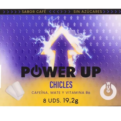 Chewing-gum énergisant WUG Power Up - Pour la concentration et l'endurance - Plaquette thermoformée de 8 unités