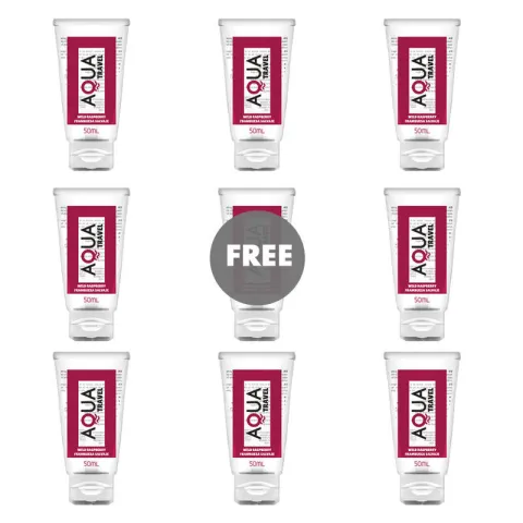 AQUA TRAVEL - LUBRIFIANT A BASE D''EAU SAVEUR FRAMBOISE SAUVAGE - 50 ML 8+1 OFFERT