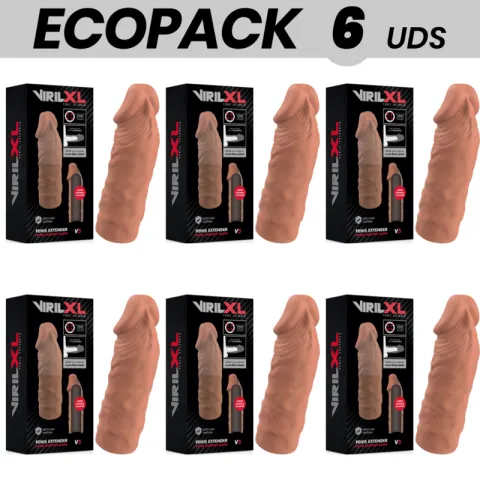 ECOPACK 6 UNITÉS - EXTENSION DE PÉNIS EN SILICONE LIQUIDE VIRILXL V5 MARRON