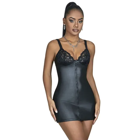 SUBBLIME - 957568 ROBE ZIPPÉE EN CUIR NOIR S/M