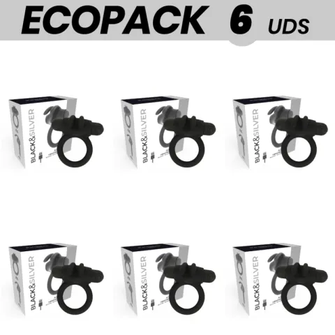 ECOPACK 6 UNITÉS - BAGUE AGRON BLACK&SILVER
