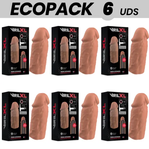 ECOPACK 6 UNITÉS - EXTENSION DE PÉNIS EN SILICONE LIQUIDE VIRILXL V3 MARRON