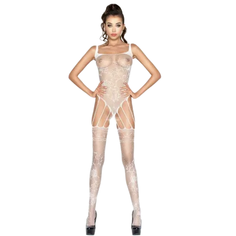 PASSION - FEMME BS034 BODYSTOCKING BLANC TAILLE UNIQUE